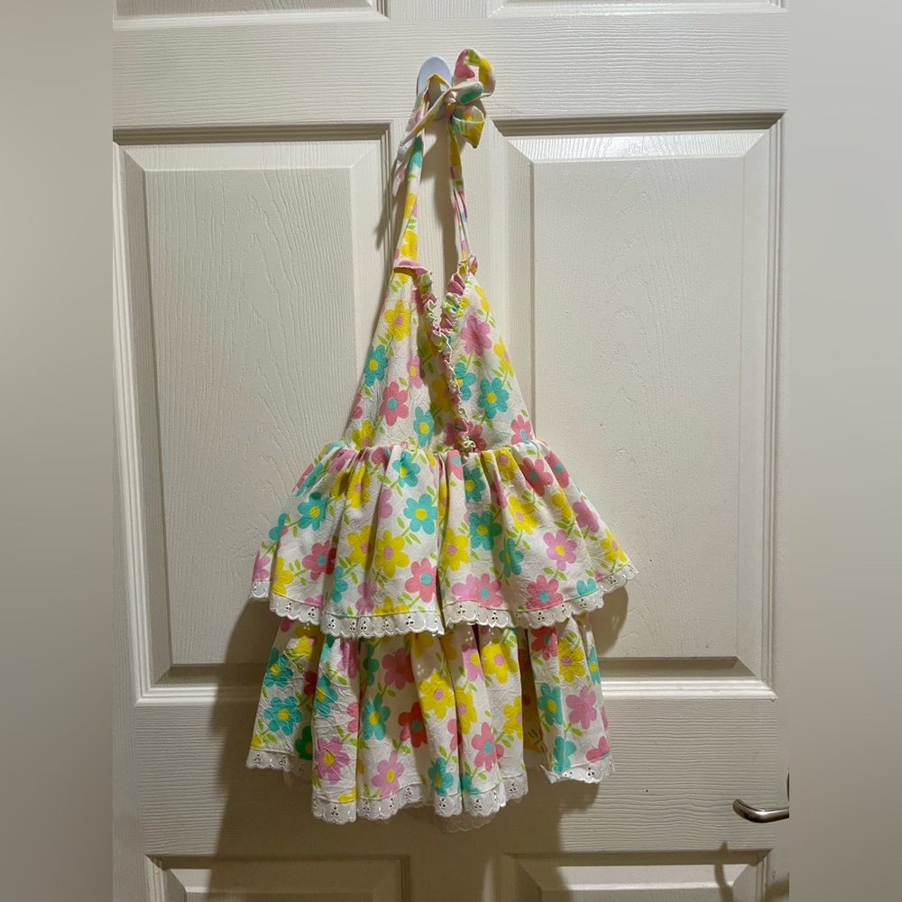 Floral Tiered Ruffle Halter Spring Dress